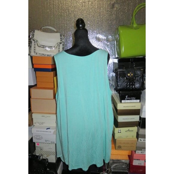 BOGO 4X Plus Size 26/28 Lane Bryant Teal Sleeveles Layered Draping Blouse - Picture 3 of 7